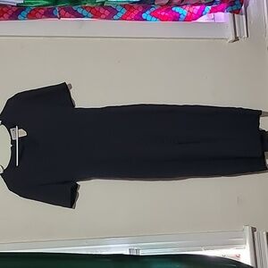 Scarlett Navy Blue Sheath Midi Dress with Short Sleeves